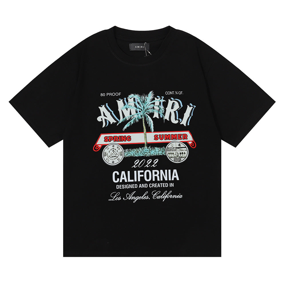 Amiri Rose Skull Letter Graphic Short Sleeve Tee Streetwear Unisex