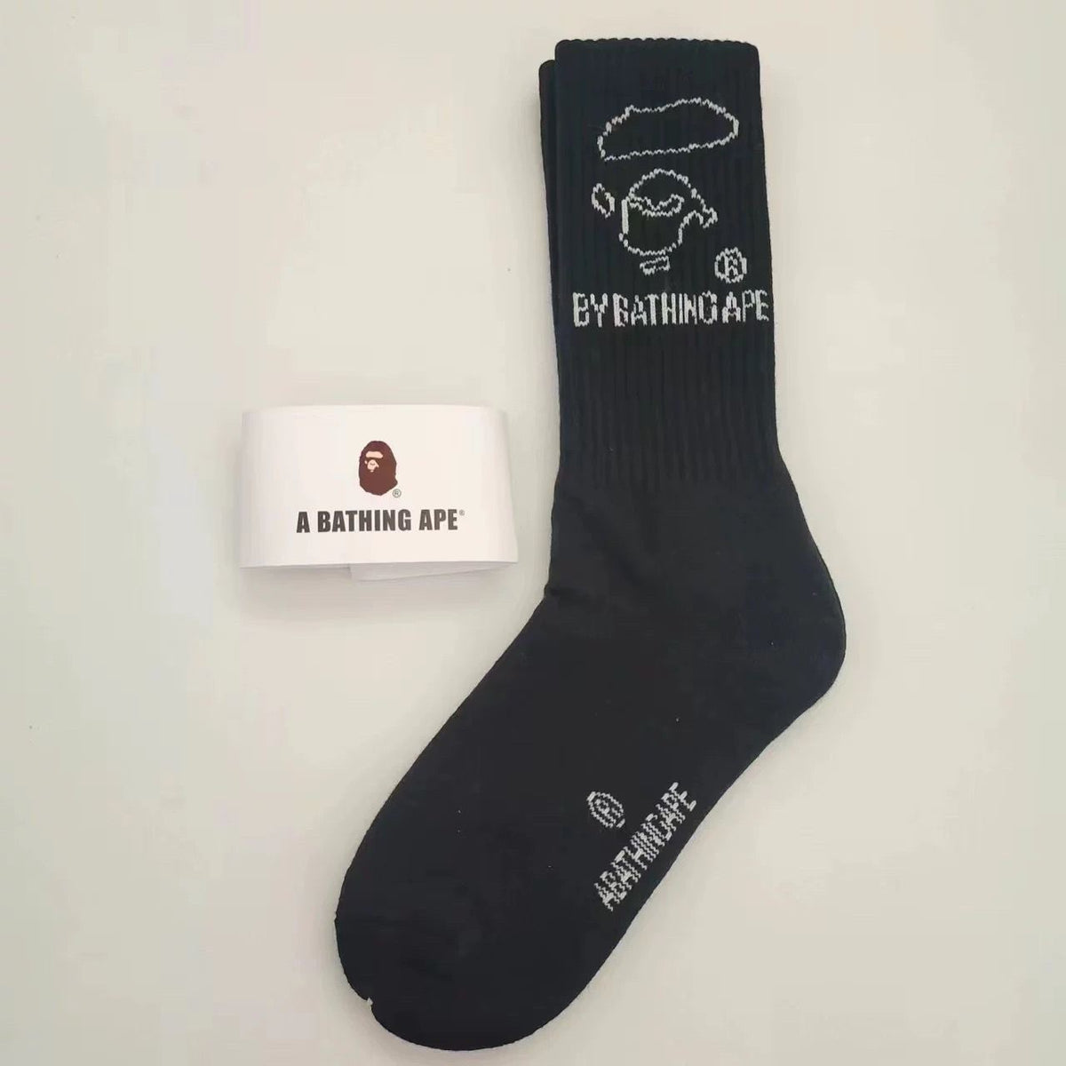 BAPE Ape Head Ribbed Crew Socks Multi Graphic Prints