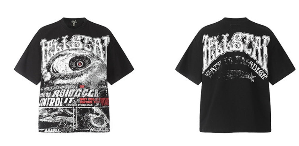 Y2K Hellstar Style Grafik Unisex Oversized Streetwear Baumwoll-T-Shirt