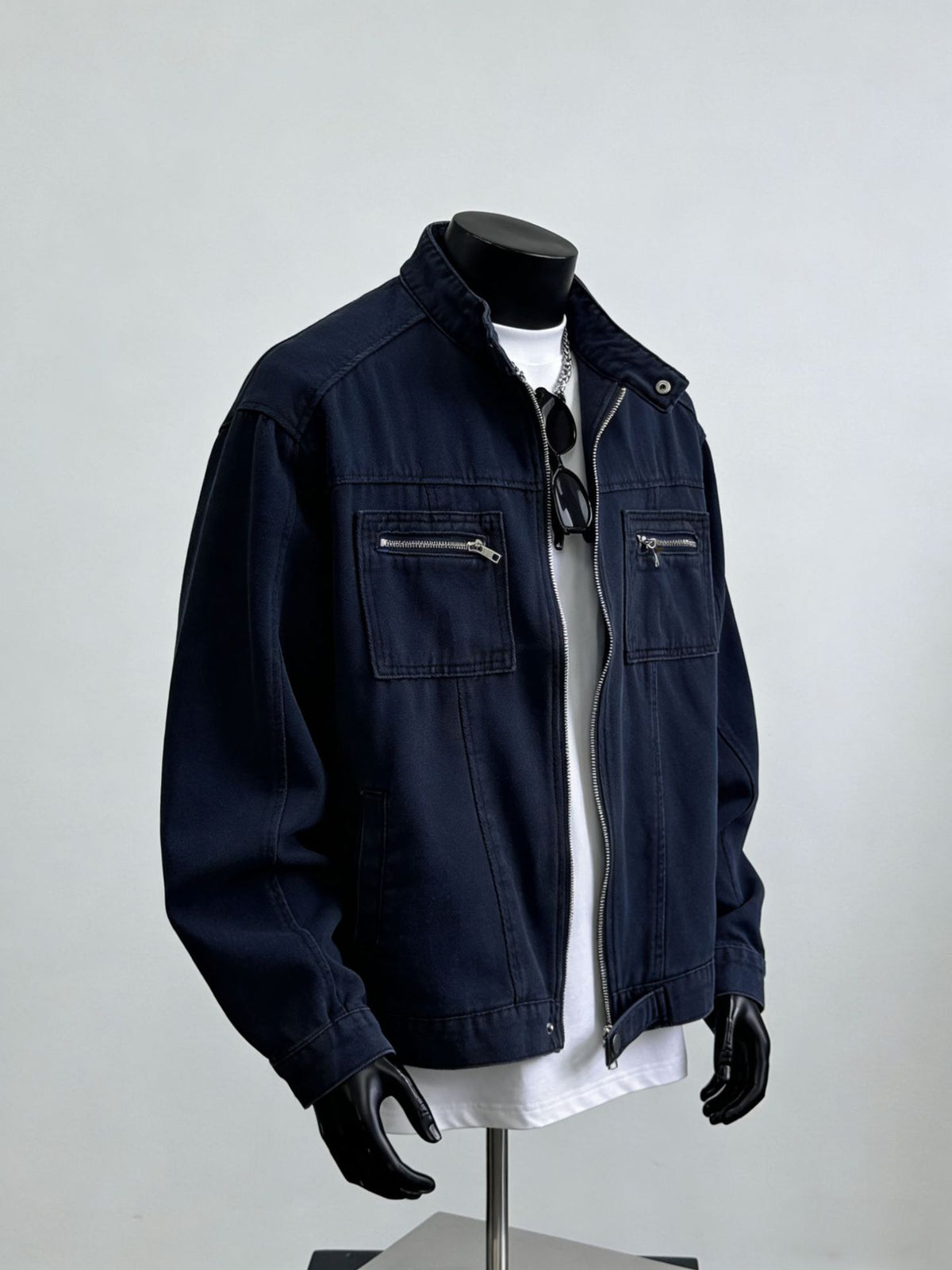 Y2K Vintage Washed Spliced Denim Zip‑Up Jacket Streetwear Unisex