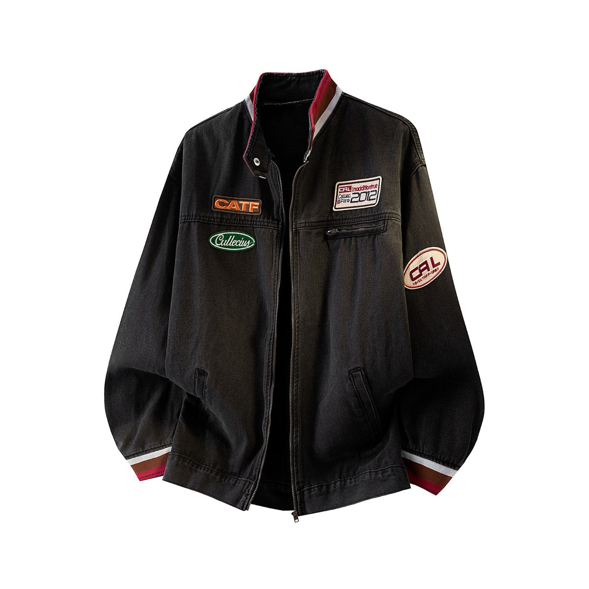 Y2K Vintage Washed Spliced Denim Zip‑Up Jacket Streetwear Unisex