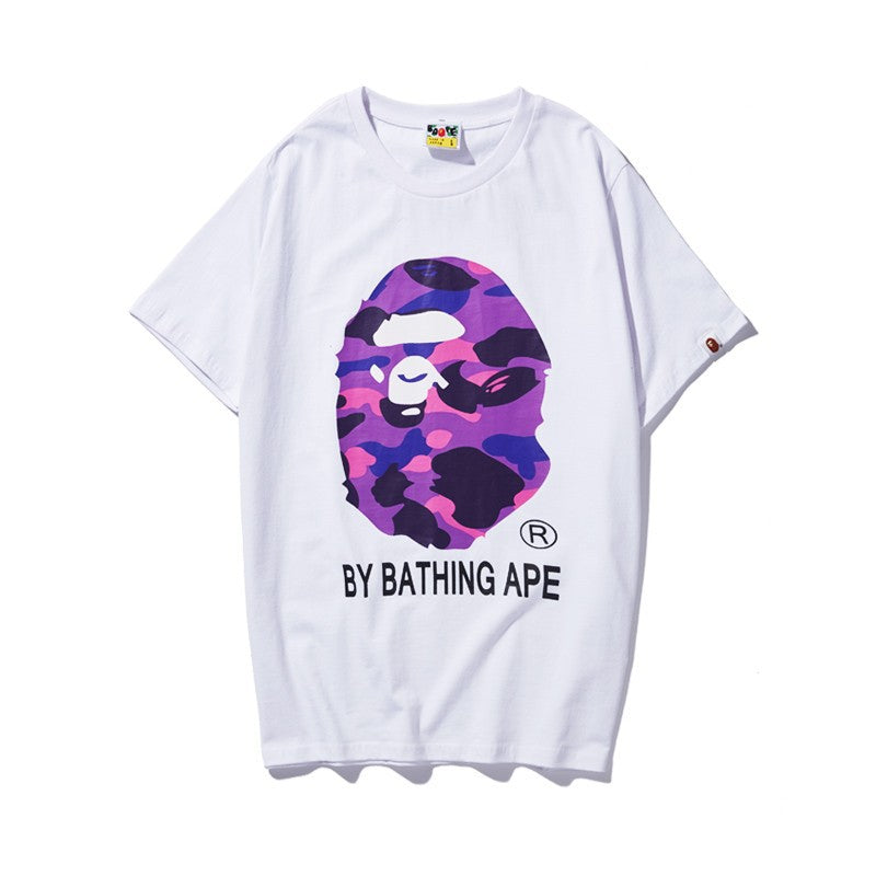 BAPE Camo Shark Ape Head Print Crew Neck Short Sleeve T‑Shirt Unisex