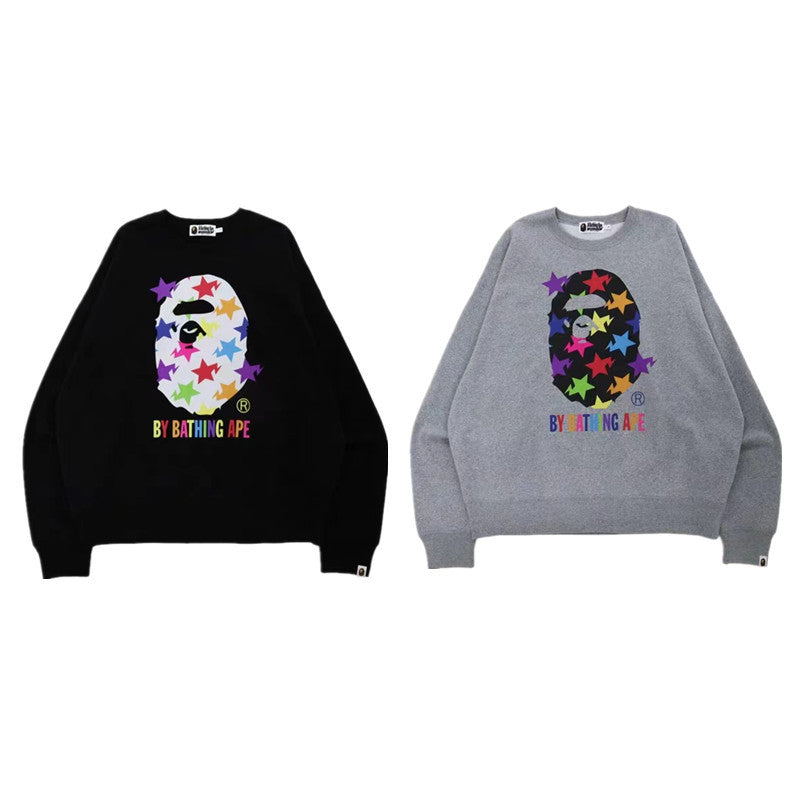 Bape Camo Ape Head Graphic Oversized Crewneck Streetwear Unisex