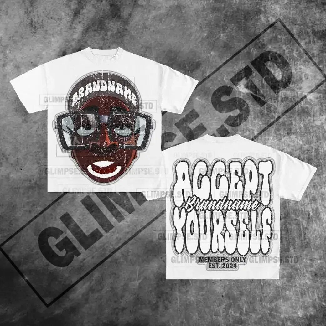 Y2K Rich Club Style Hip Hop Portrait Slogan Oversized Streetwear Cotton Tee