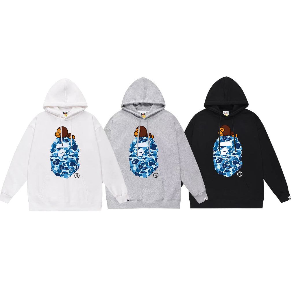 Bape Camo Ape Head Graphic Vintage Washed Oversized Hoodie Streetwear