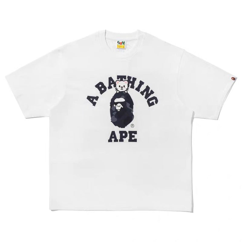 BAPE Ape Head Camo Shark Print Crew Neck Short Sleeve T‑Shirt Unisex