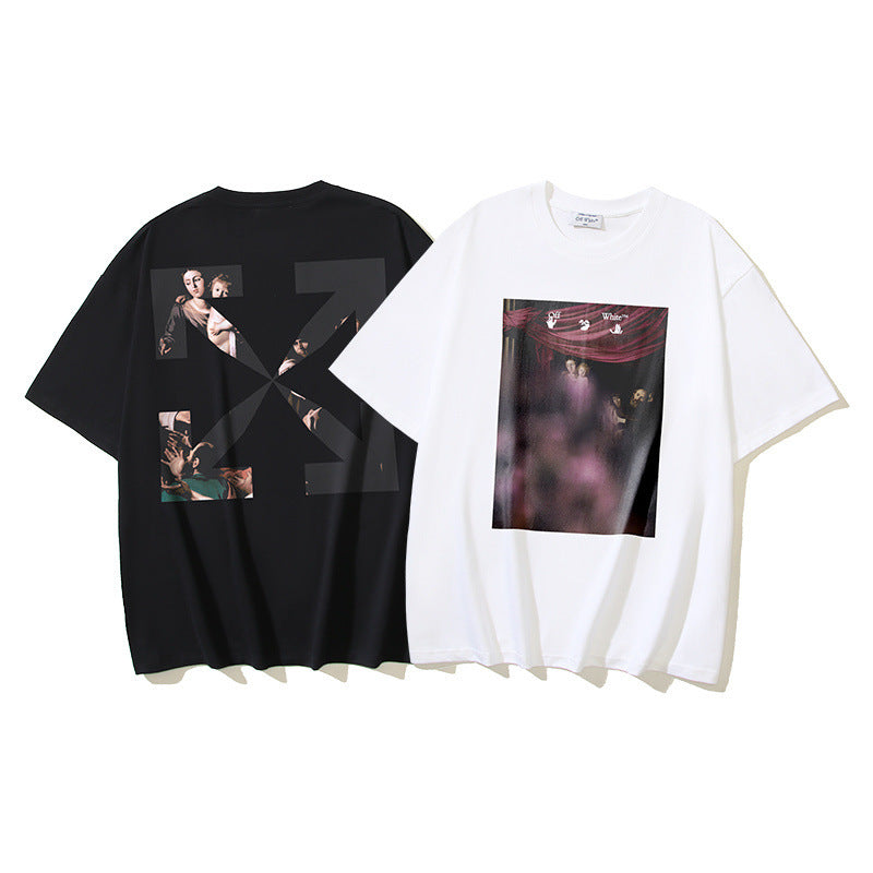 Figure Arrow Graphic Print Streetwear Crew Neck Short Sleeve T Shirt
