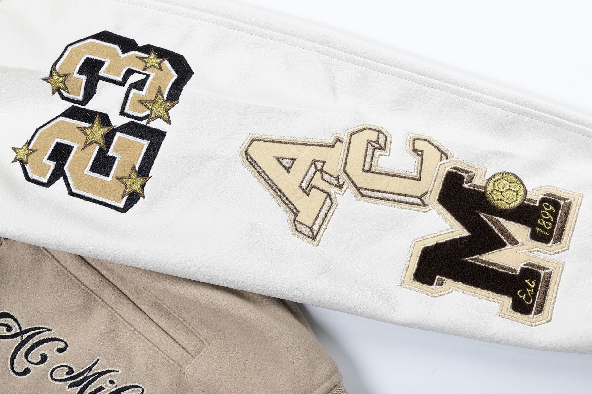 Off White Badge Embroidery Varsity Jacket Unisex