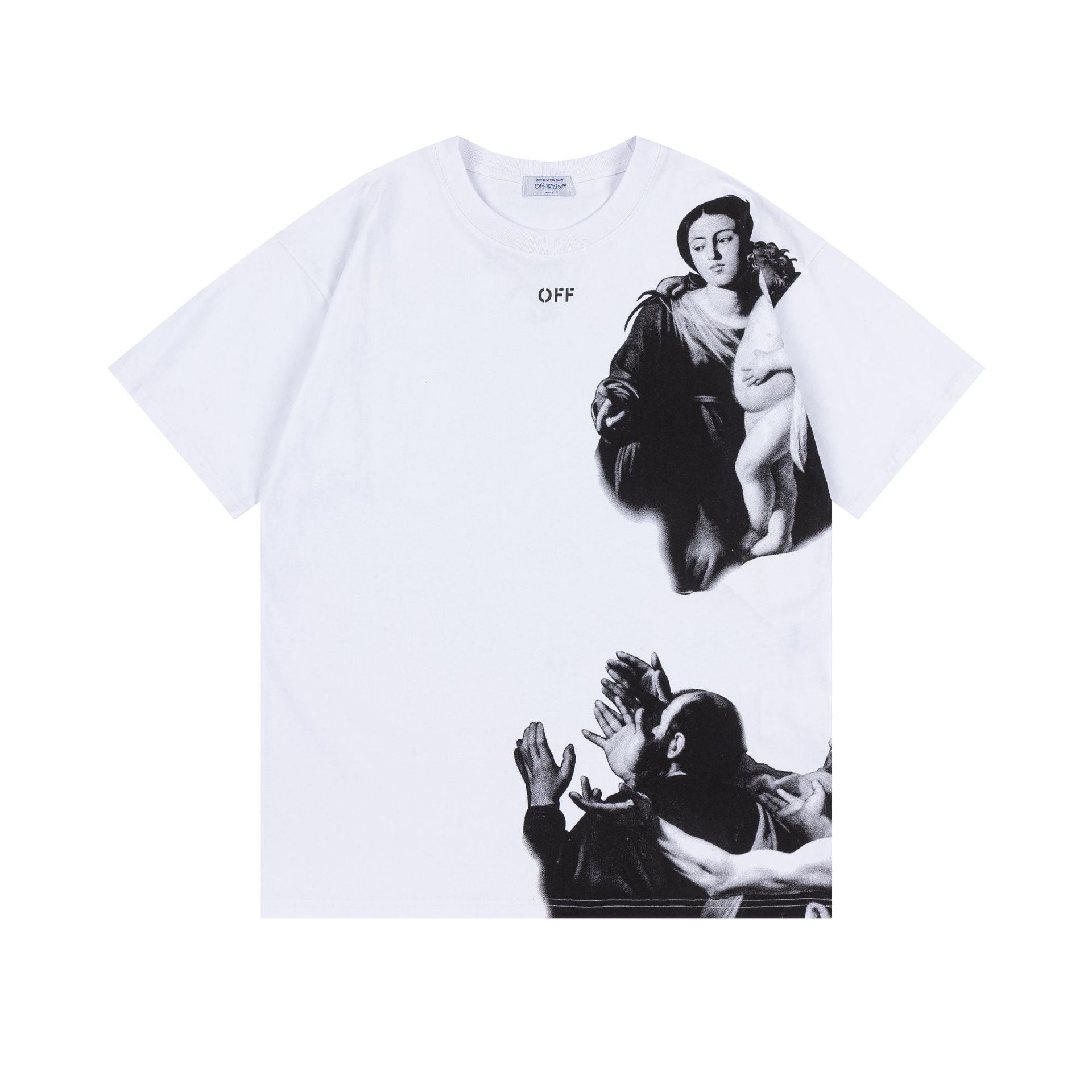 Madonna Oil Painting Graphic Print Crew Neck Short Sleeve T Shirt