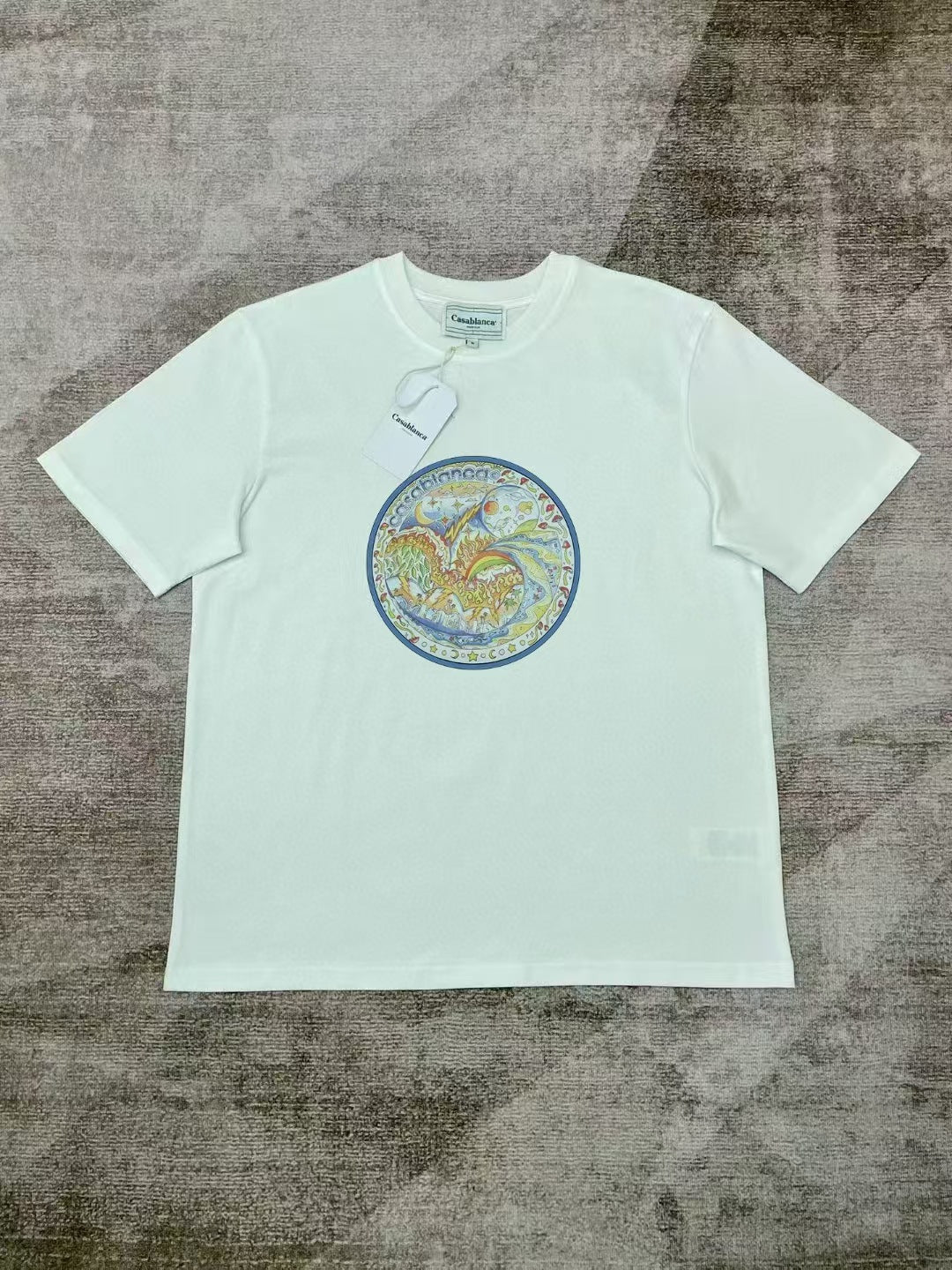 Casablanca Art Graphic Print Loose Unisex Short Sleeve T-Shirt