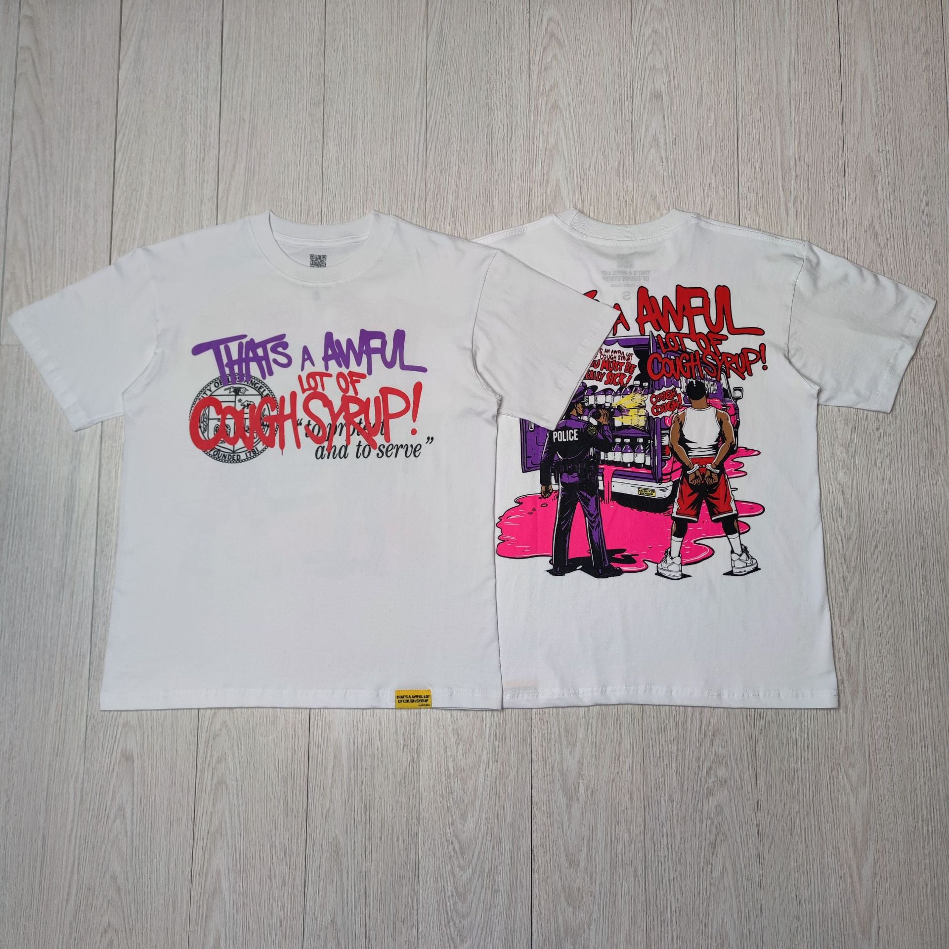 ALOCS Cough Syrup Letter Graphic Short Sleeve Tee Streetwear Unisex