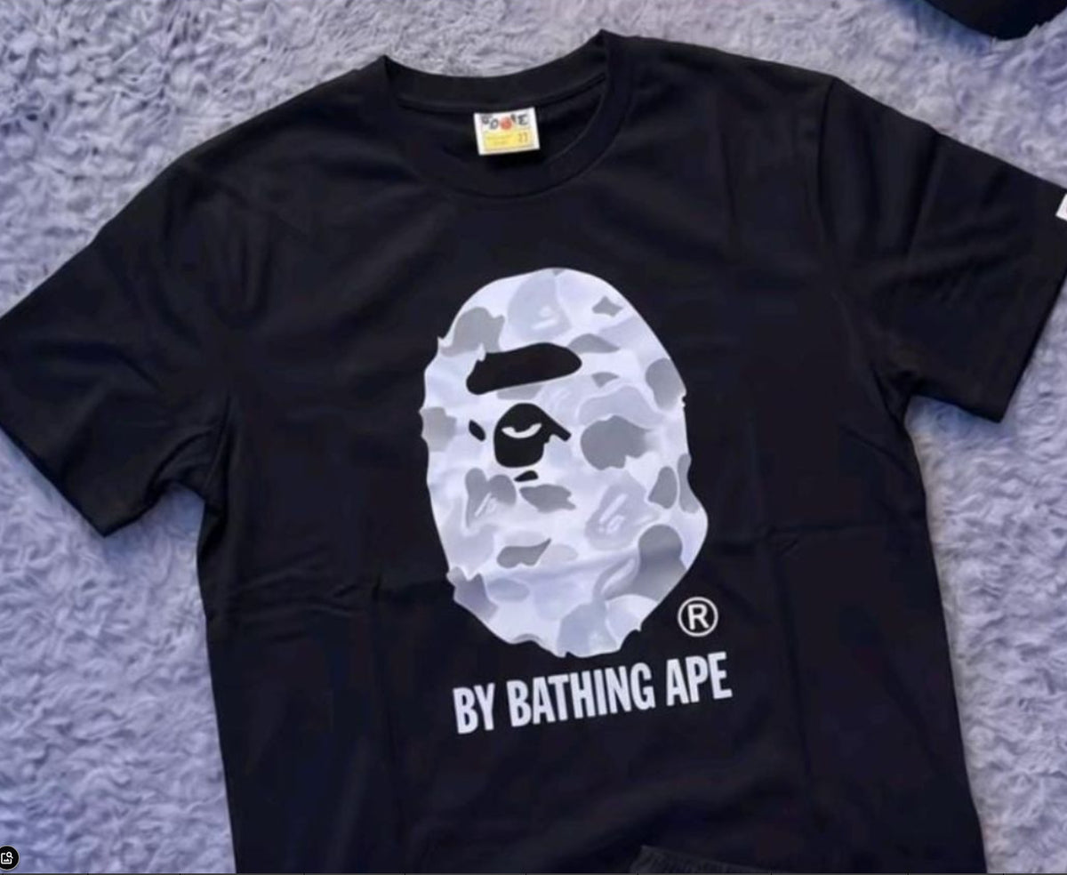 BAPE Shark Camo Graphic Tee Loose Unisex Streetwear T-Shirt