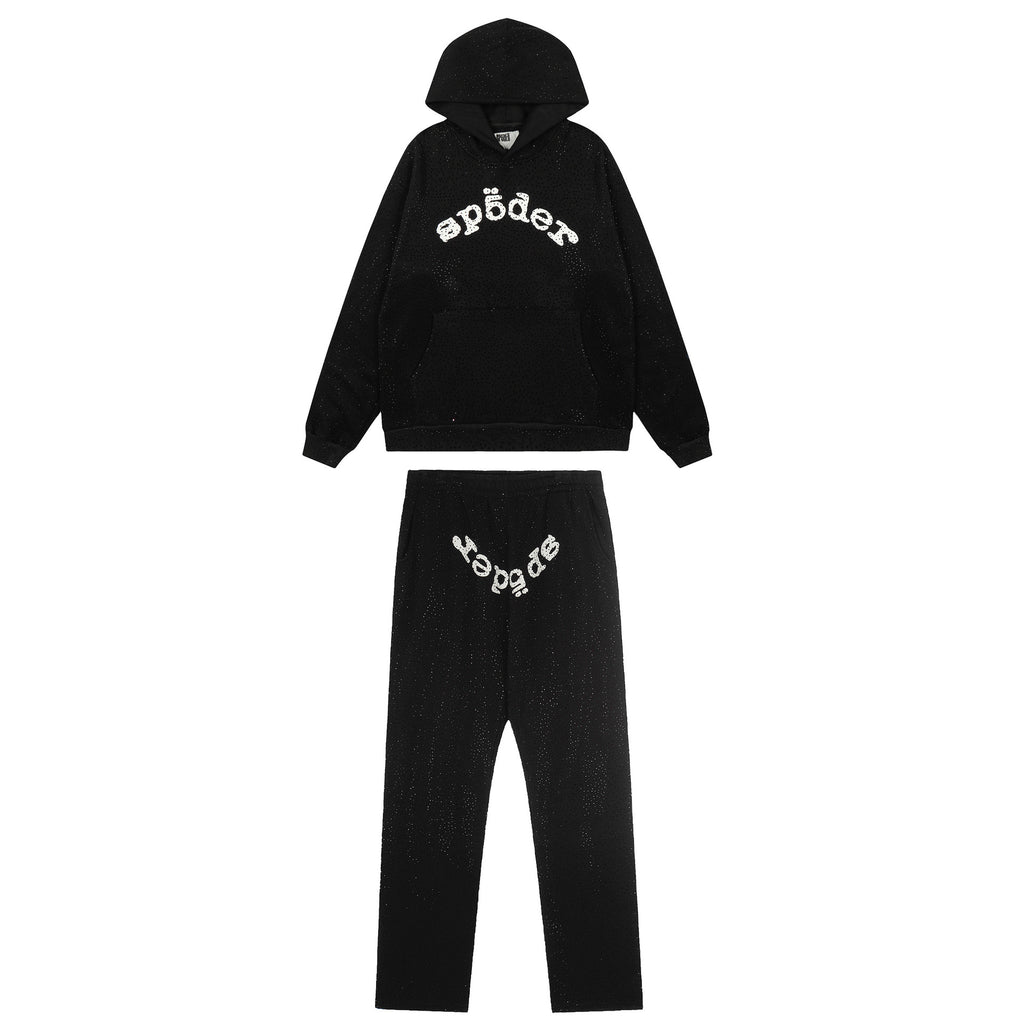 Sp5der VVS Full Rhinestone Hoodie & Sweatpants Tracksuit Set