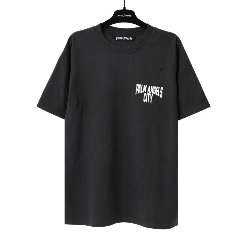 Palm Angels Graffiti Flame Palm Tree Graphic Oversized Tee Streetwear