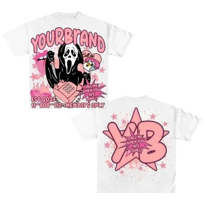 Y2K Streetwear & Gothic Graphic Unisex Oversized Cotton Tee