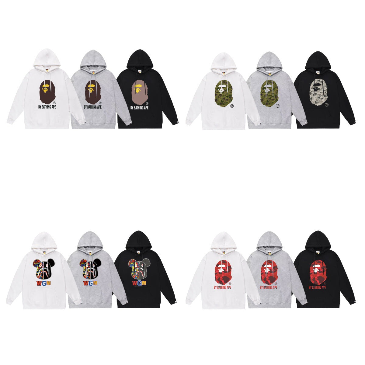 Bape Camo Ape Head Graphic Vintage Washed Oversized Hoodie Streetwear
