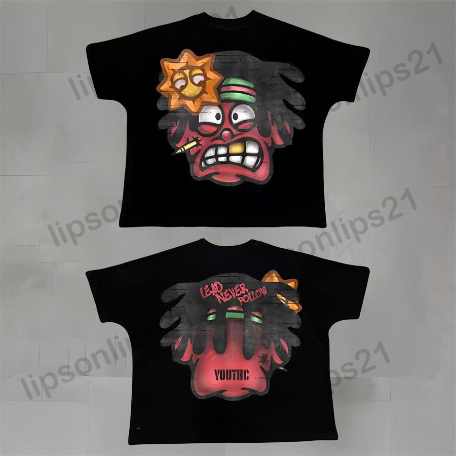 Y2K Hip-Hop-Cartoon-Charakter-Grafik Unisex Oversized Streetwear Baumwoll-T-Shirt