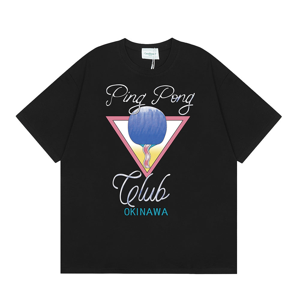 Casablanca Vintage Logo Print Loose Short Sleeve T Shirt Unisex Y2K