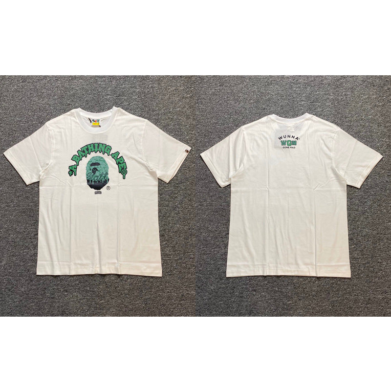 BAPE Ape Shark Graphic Print Loose Unisex Heavyweight Cotton T-Shirt