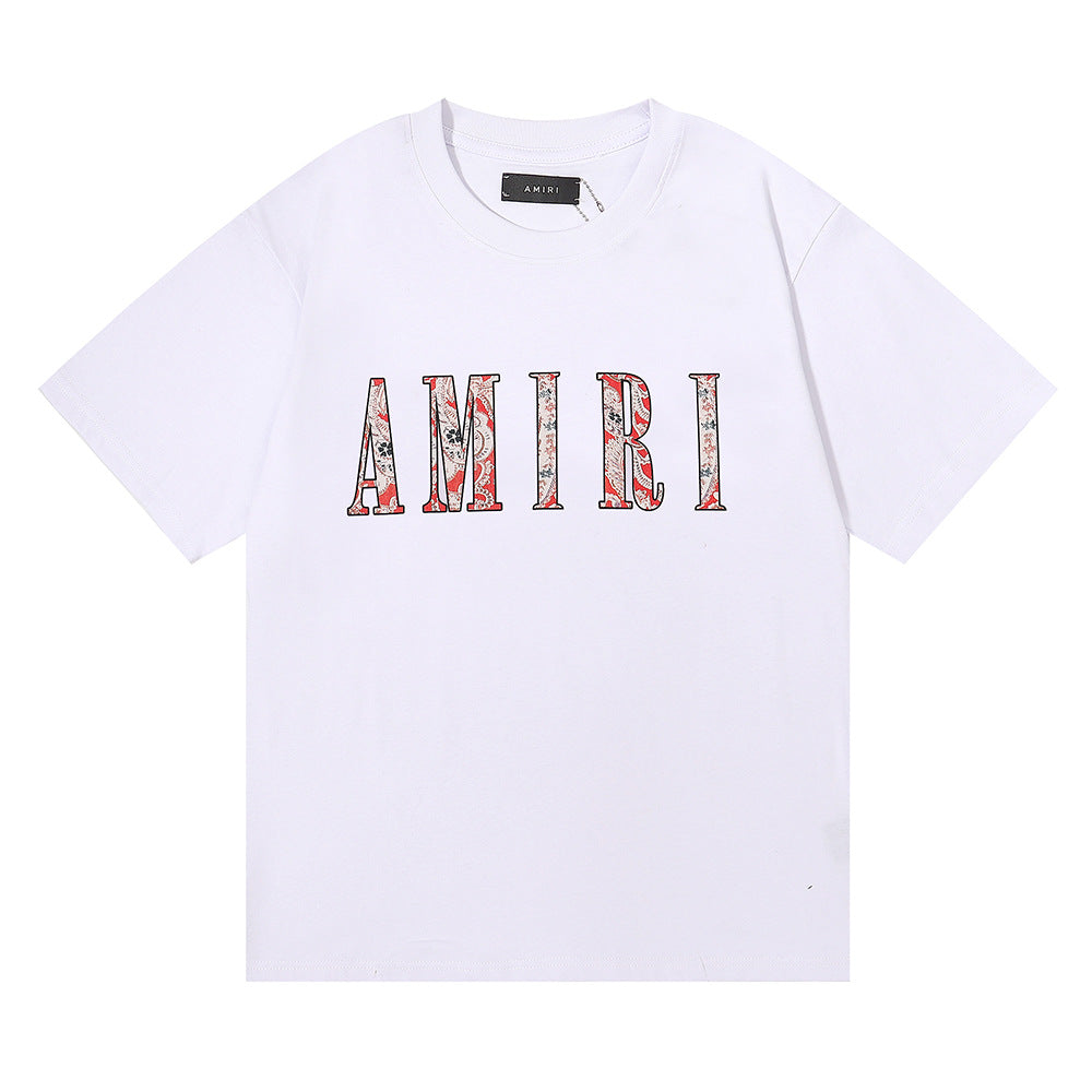 Amiri Rose Skull Letter Graphic Short Sleeve Tee Streetwear Unisex