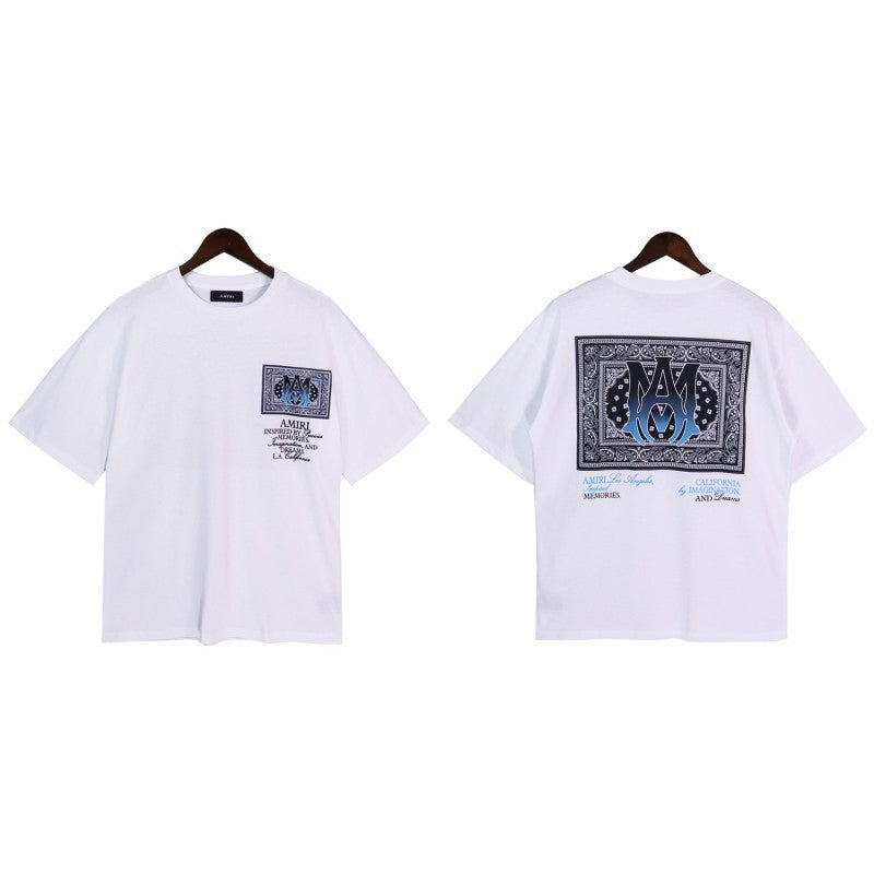 Amiri Multi‑Pattern Letter Graphic Oversized Tee Streetwear Unisex