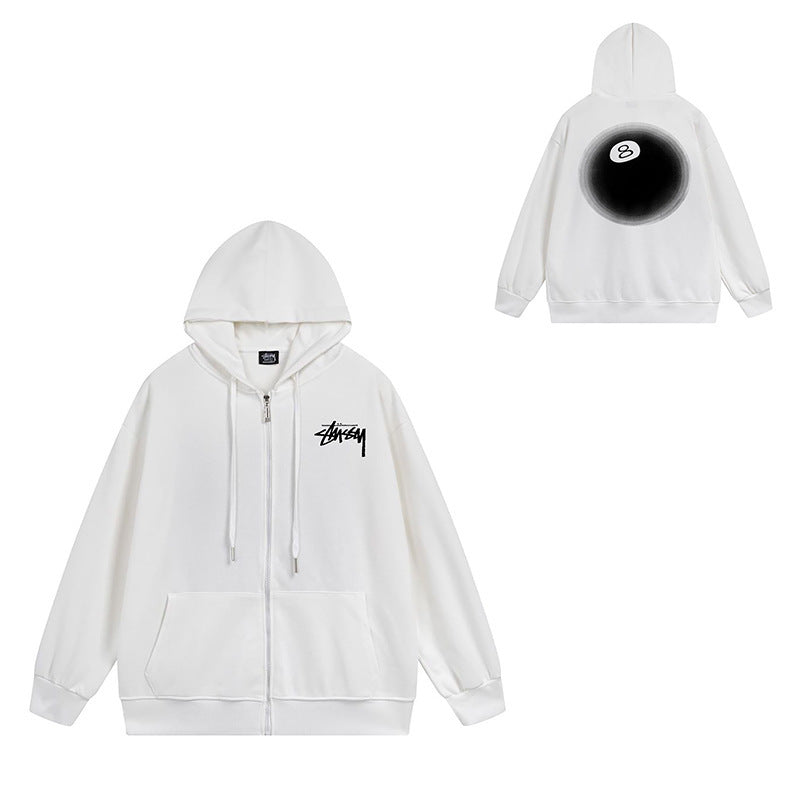 Stussy Graphic Zip Up Hoodie Letter Streetwear Casual Pullover Jacket