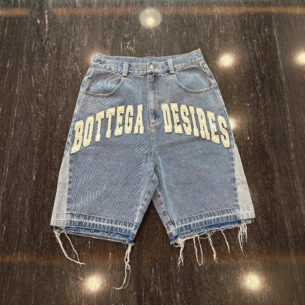 Y2K Skull Embroidery Baggy Denim Jorts