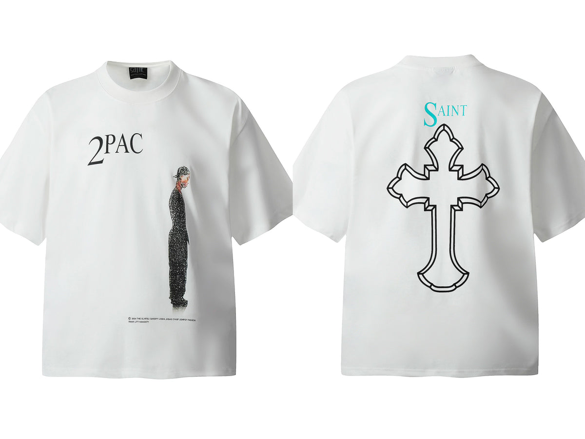 Saint Michael Vintage Washed Multi‑Print Graphic Oversized Tee Street