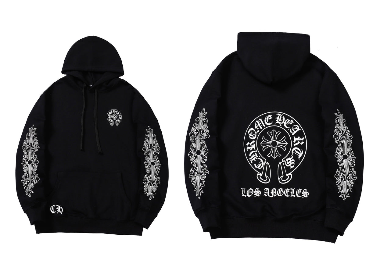 Chrome Hearts Horseshoe Cross Hoodie Goth Streetwear Graphic Pullover