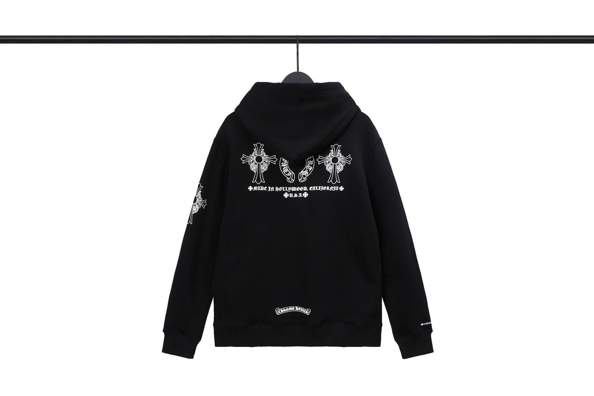 Chrome Hearts Multi‑Cross Sanskrit Graphic Oversized Hoodie Streetwear