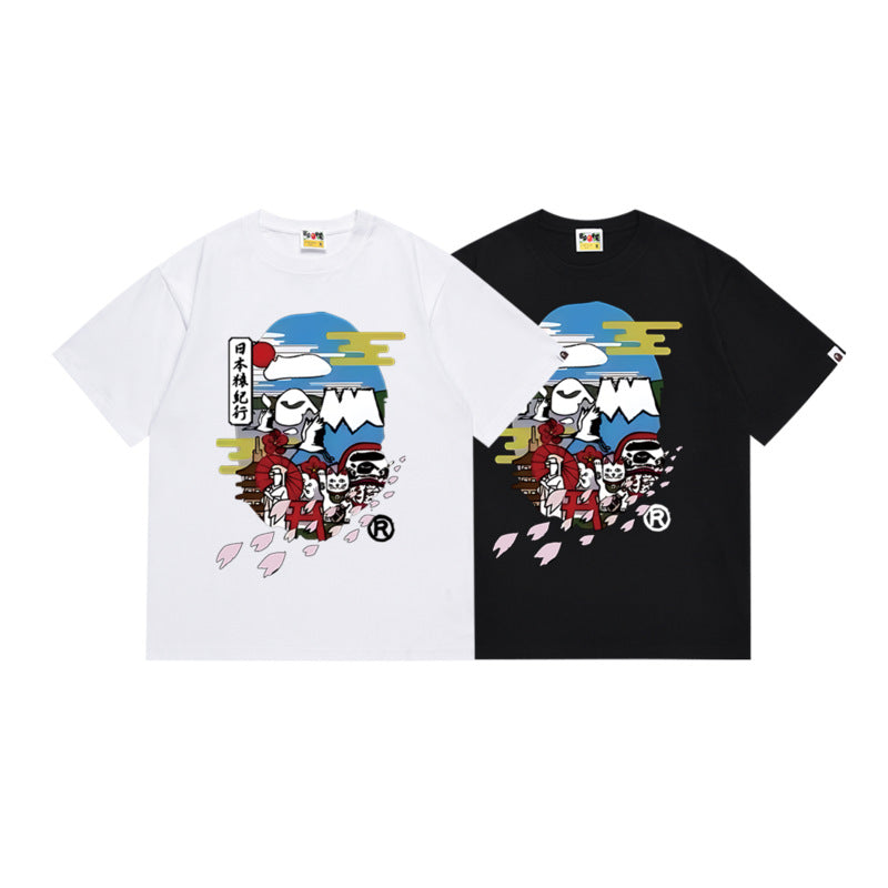 Bape Maneki Neko Ape Head Graphic Oversized Tee Streetwear Unisex