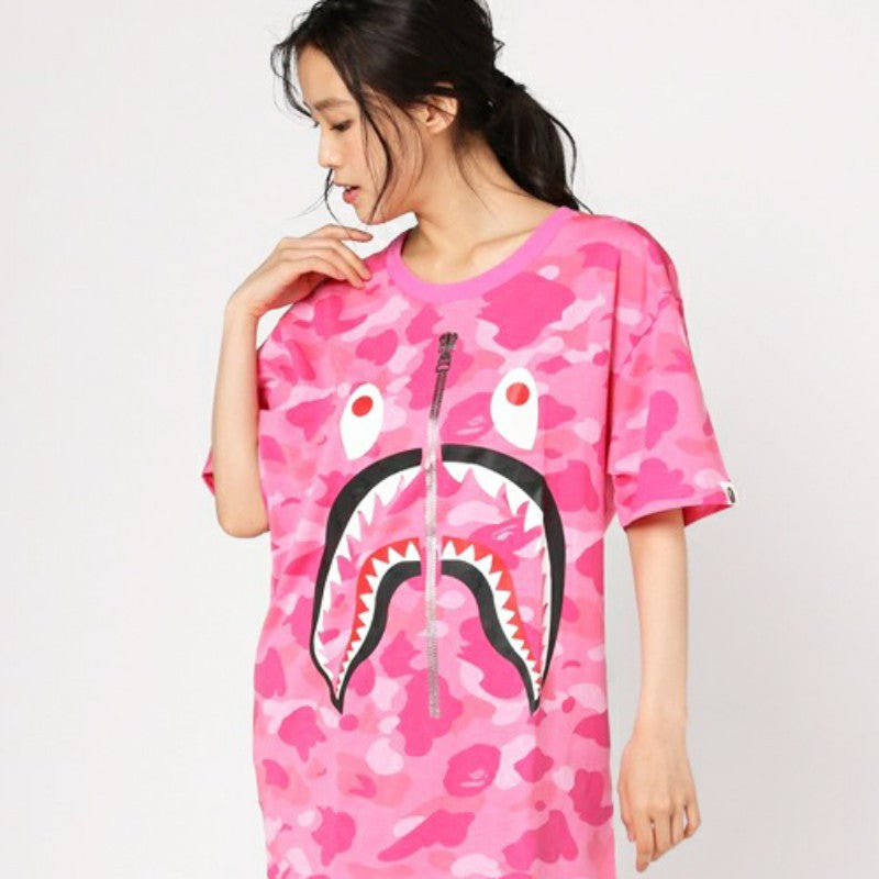 BAPE Camo Shark Ape Head Print Crew Neck Short Sleeve T‑Shirt Unisex