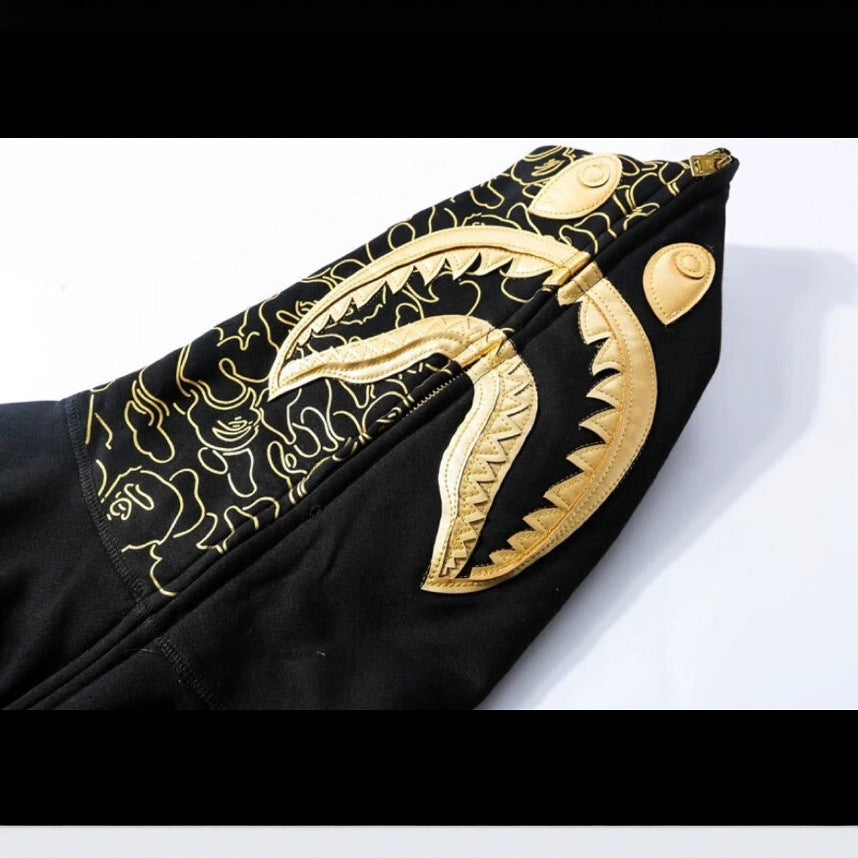 BAPE 23rd Anniv Gold Line Black/Gold Shark Full Zip Hoodie