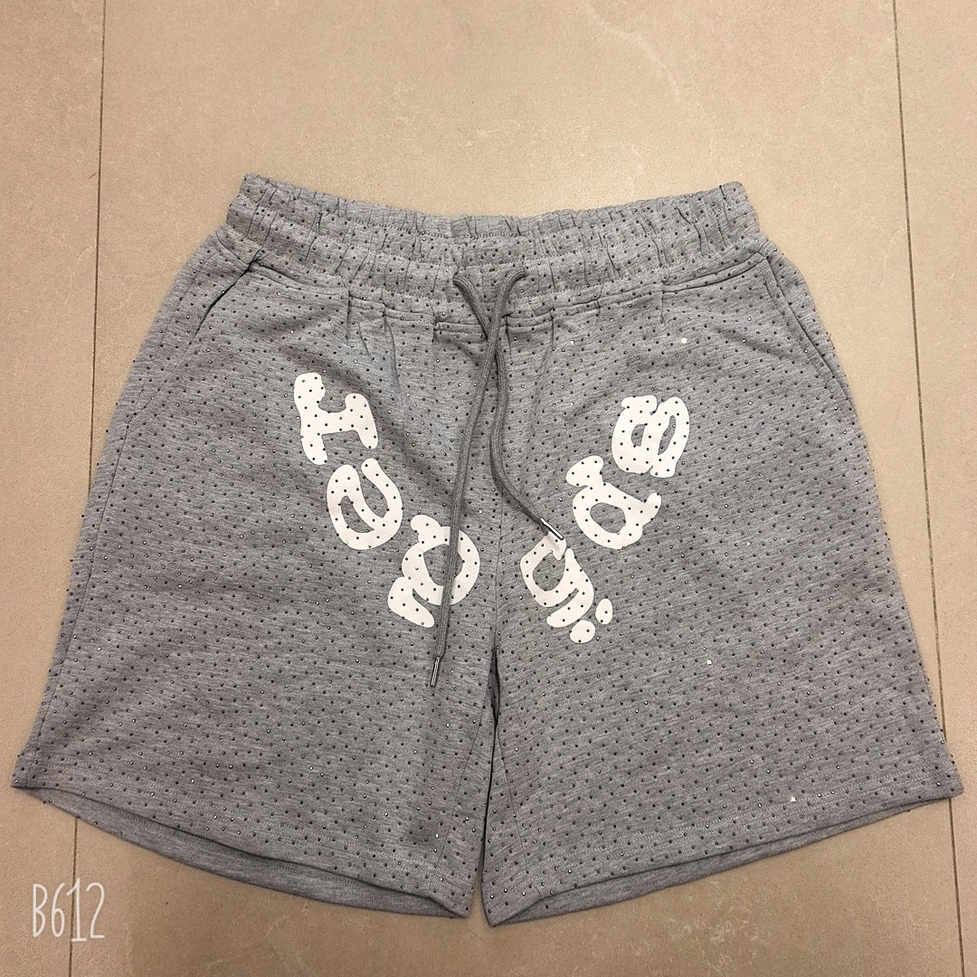 Sp5der Full Rhinestone T-Shirt & Shorts Matching Set