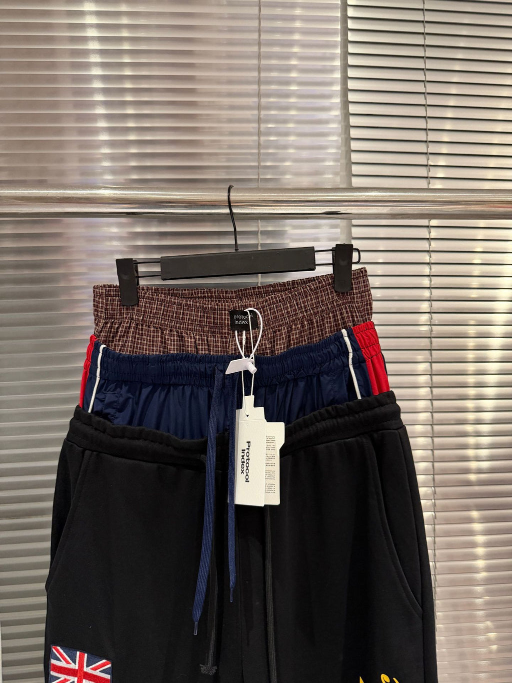 Protocol Index British Flag Embroidery Triple Waist Wide Leg Sweatpants