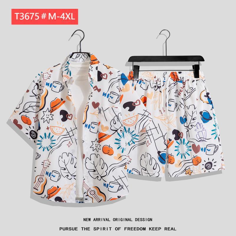 Couple Hawaiian Floral Set Loose 5 Inch Shorts T3664-T3699