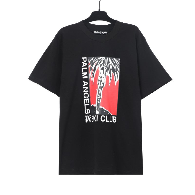 Palm Angels Graffiti Flame Palm Tree Graphic Oversized Tee Streetwear