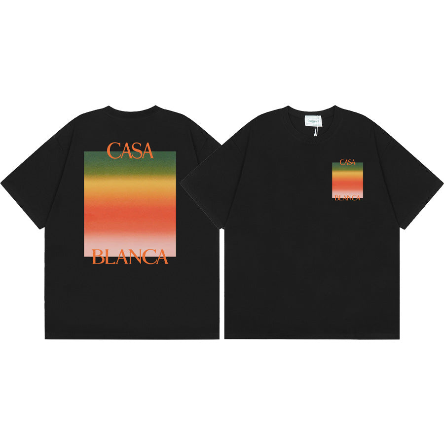 Casablanca Vintage Logo Print Loose Short Sleeve T Shirt Unisex Y2K
