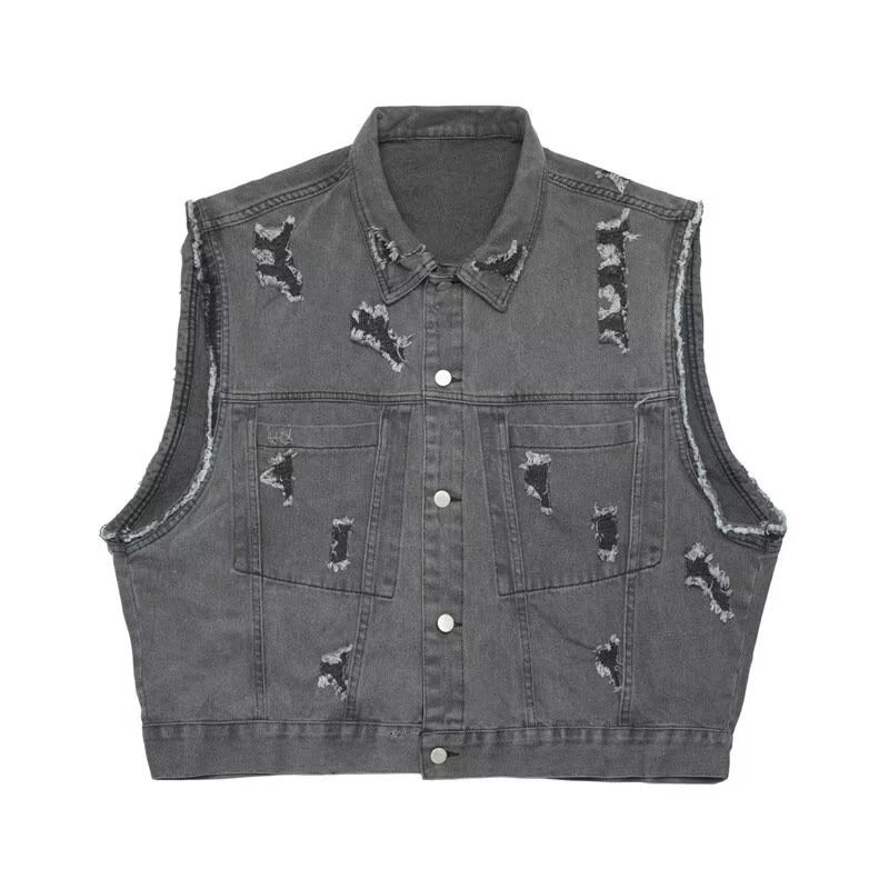 Y2K Vintage Washed Spliced Denim Zip‑Up Jacket Streetwear Unisex