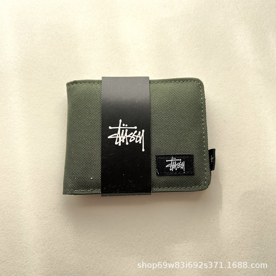Stussy Canvas Bifold Wallet Multi Pattern Card Holder Coin Purse