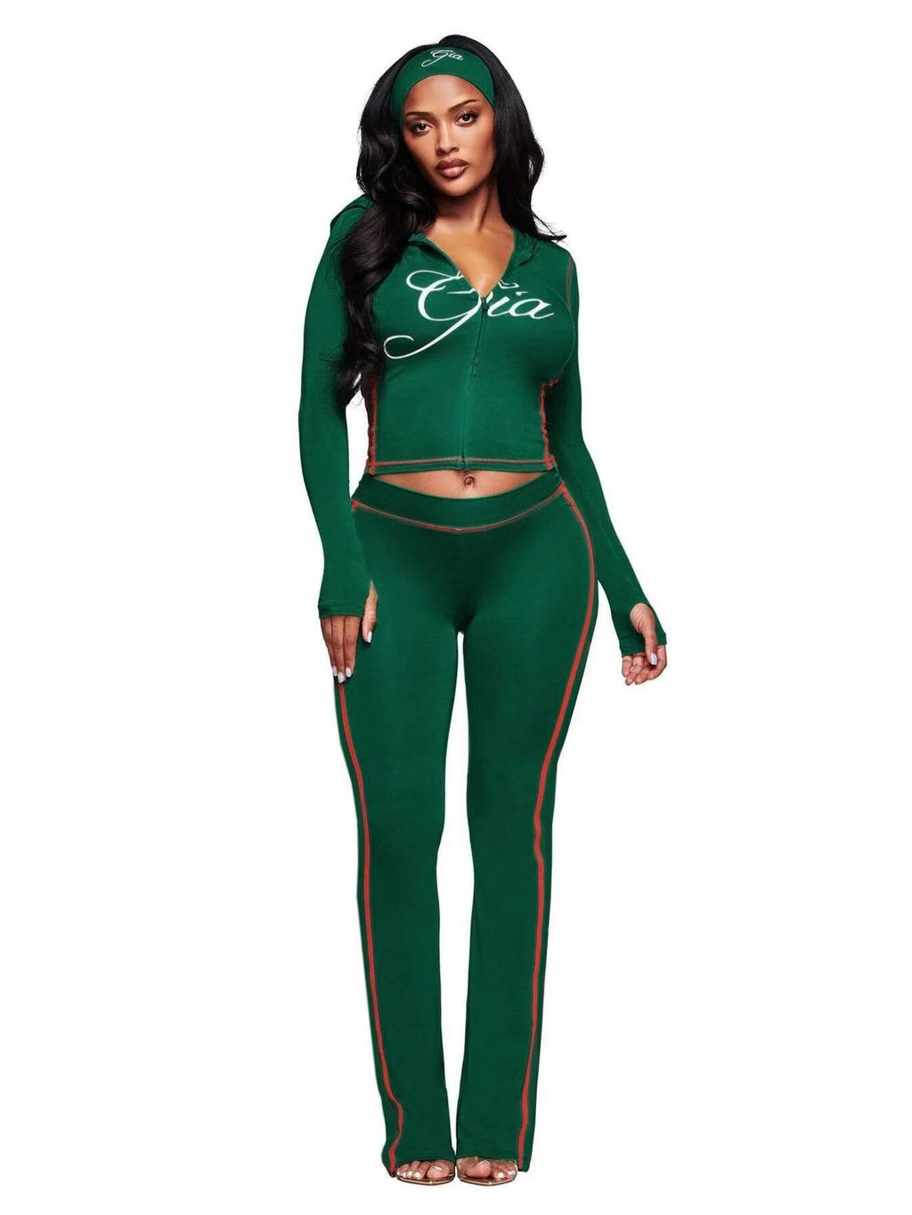 I.AM.GIA Contrast Trim Zip Hoodie Pants 2 Piece Set Women
