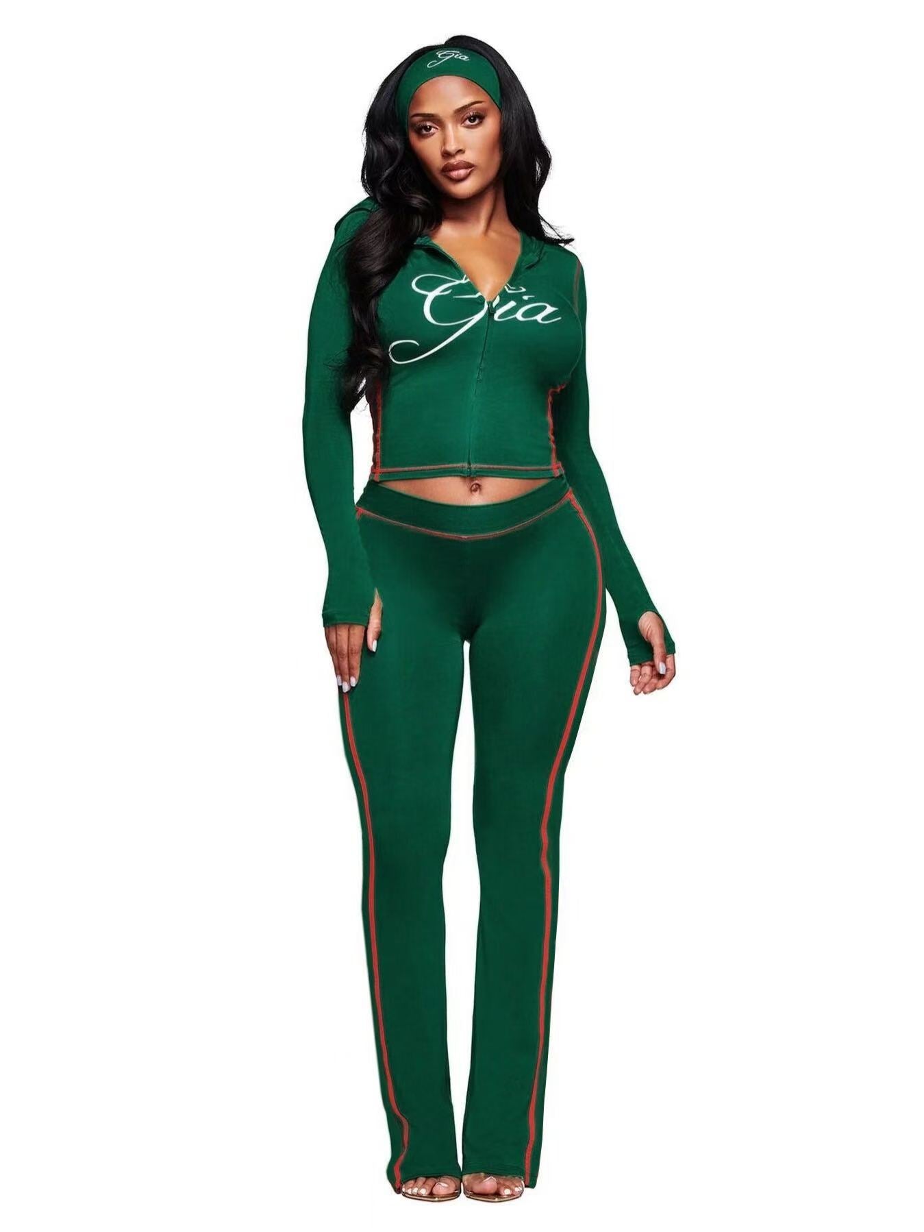 I.AM.GIA Contrast Trim Zip Hoodie Pants 2 Piece Set Women