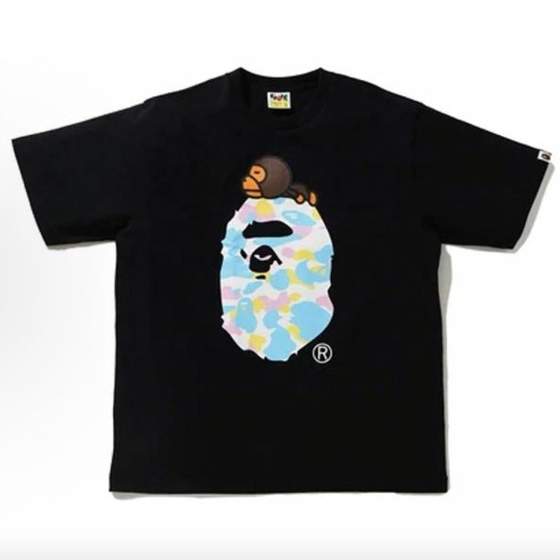BAPE Ape Head Cartoon Print Loose Unisex Short Sleeve T-Shirt