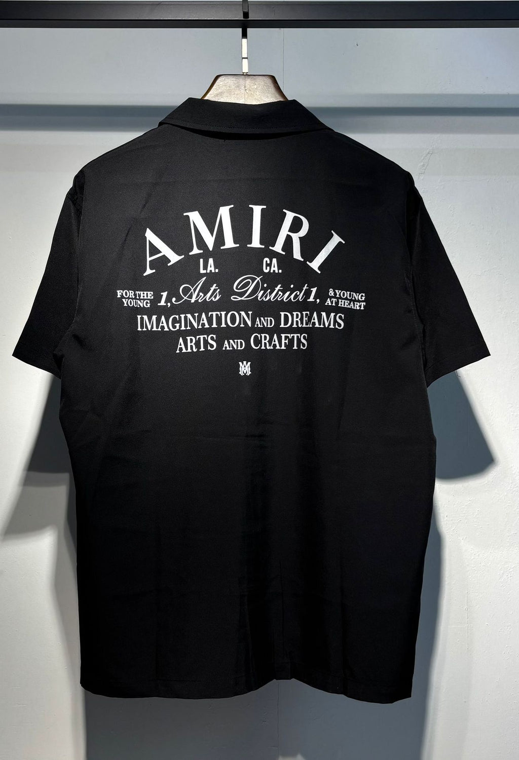 Camp Collar Arch Letter Print Loose Short Sleeve Shirt