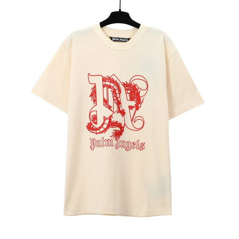 Palm Angels Graffiti Flame Palm Tree Graphic Oversized Tee Streetwear