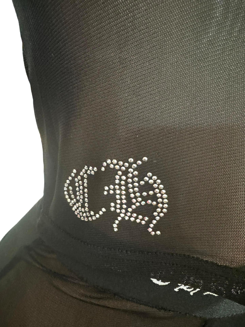 Chrome Hearts Black Mesh Horseshoe Rhinestone Sheer 2 Piece Set