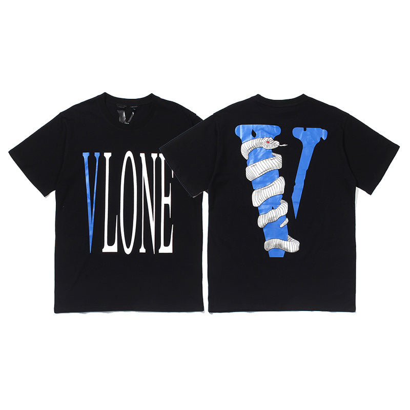 Vlone Big V Letter Graphic Print Short Sleeve Tee Streetwear Unisex