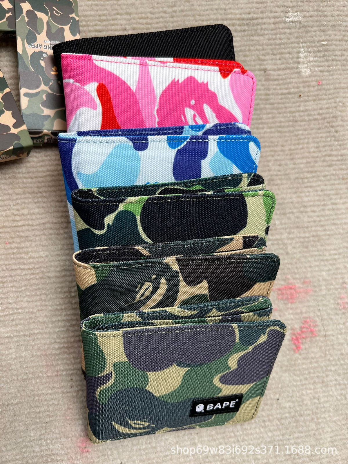 BAPE Camo Ape Head Bifold Wallet Mini Multi Color Canvas Card Holder