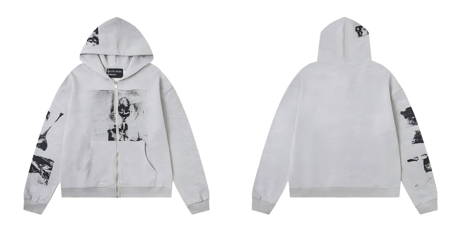 ERD Distressed Washed Vintage Full Zip Hoodie Jacket Unisex