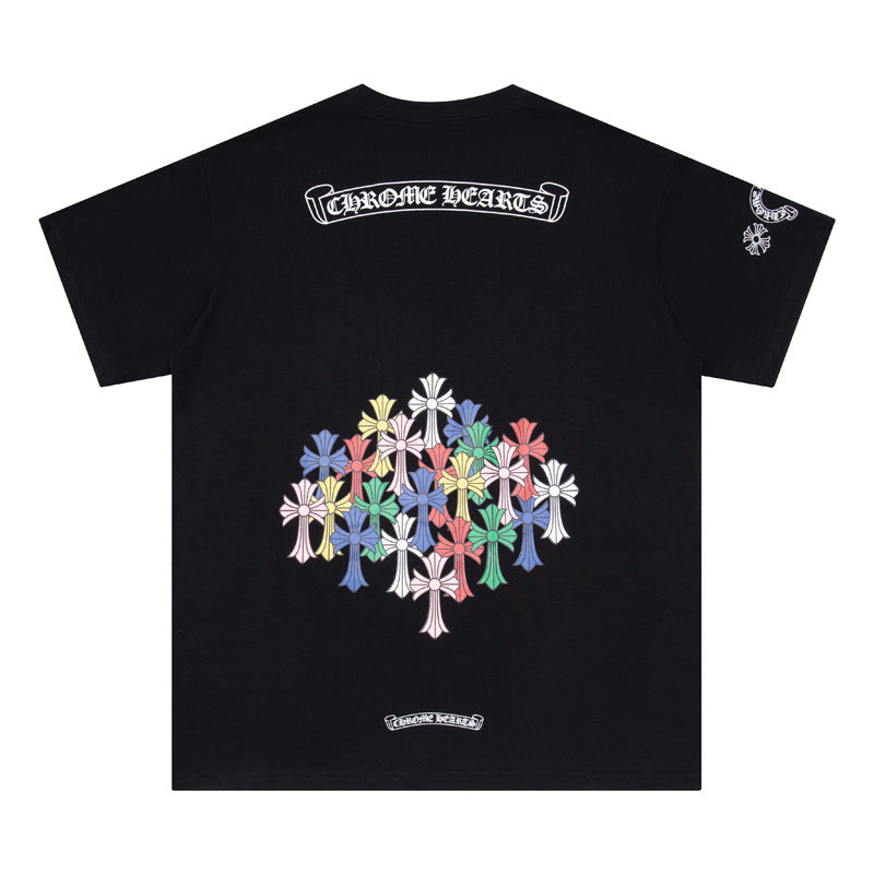 Chrome Hearts Horseshoe Cross Floral Crew Neck T‑Shirt Unisex